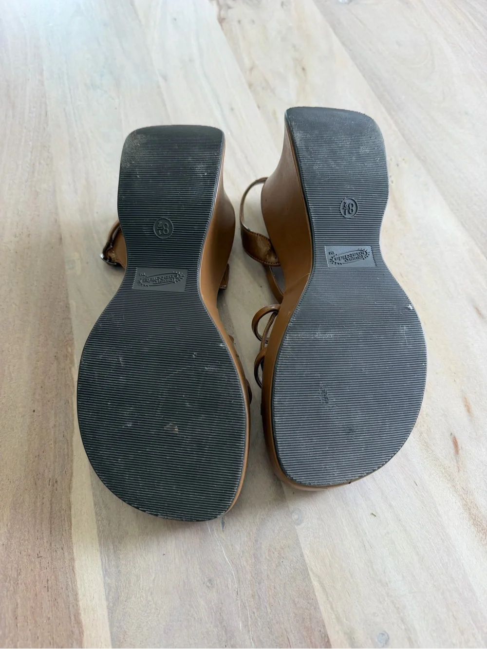 Vintage 90s Y2K Lower East Side Wedge Sandals Chunky Tan Women’s Size 8.5